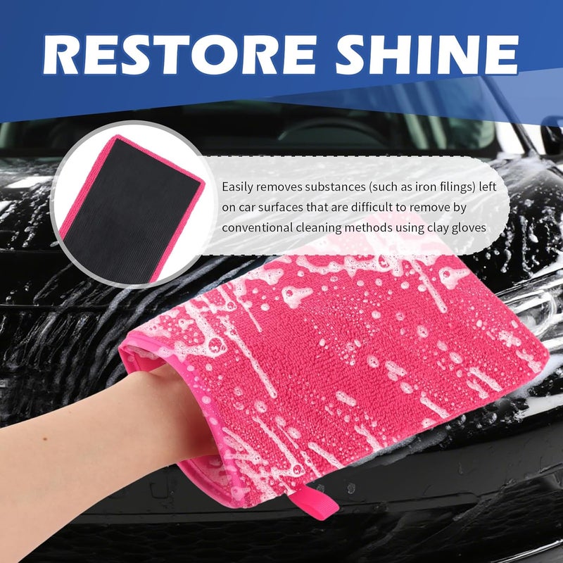 Figpade 2PCS Car Clay Mitt Auto Detailing,Soft Clay Bar Mitt for Cleaning Car Surfaces,Anti-Scratch Clays Mitts for Cars Detailings to Replace Traditional Clays Bar Cars Accessories (Red/2PCS) - Image 3