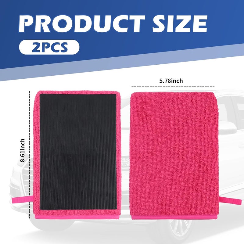 Figpade 2PCS Car Clay Mitt Auto Detailing,Soft Clay Bar Mitt for Cleaning Car Surfaces,Anti-Scratch Clays Mitts for Cars Detailings to Replace Traditional Clays Bar Cars Accessories (Red/2PCS) - Image 2