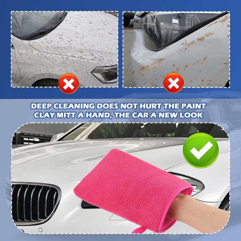 Figpade 2PCS Car Clay Mitt Auto Detailing,Soft Clay Bar Mitt for Cleaning Car Surfaces,Anti-Scratch Clays Mitts for Cars Detailings to Replace Traditional Clays Bar Cars Accessories (Red/2PCS) - Image 5