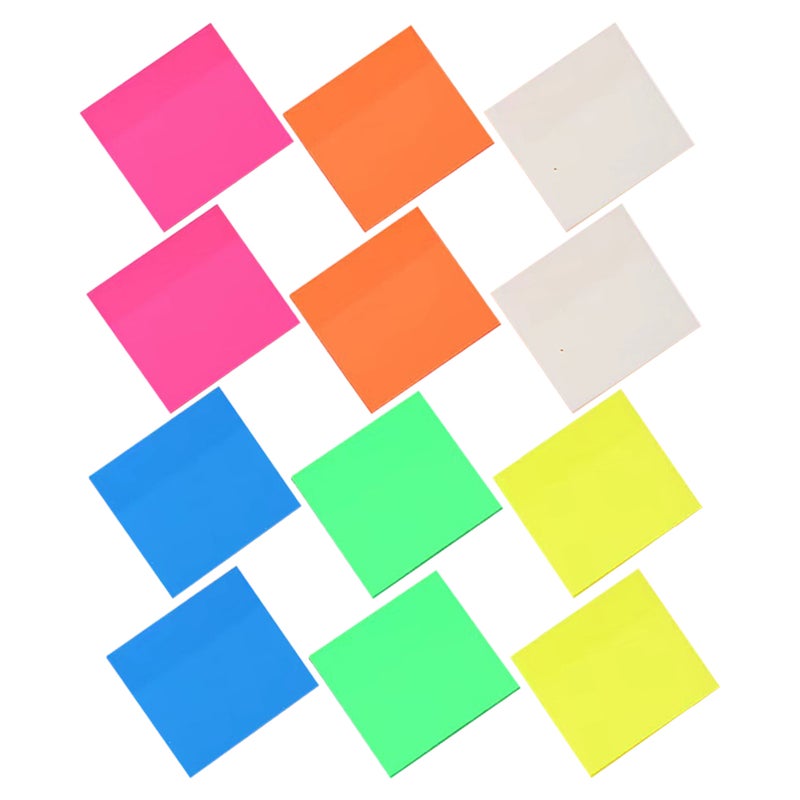 12pcs Sticky Notepad Memo Pad With Fluorescent Index Tabs Removable Sticky Flags Transparent Sticky Tabs For Highlighter Strips - Image 1