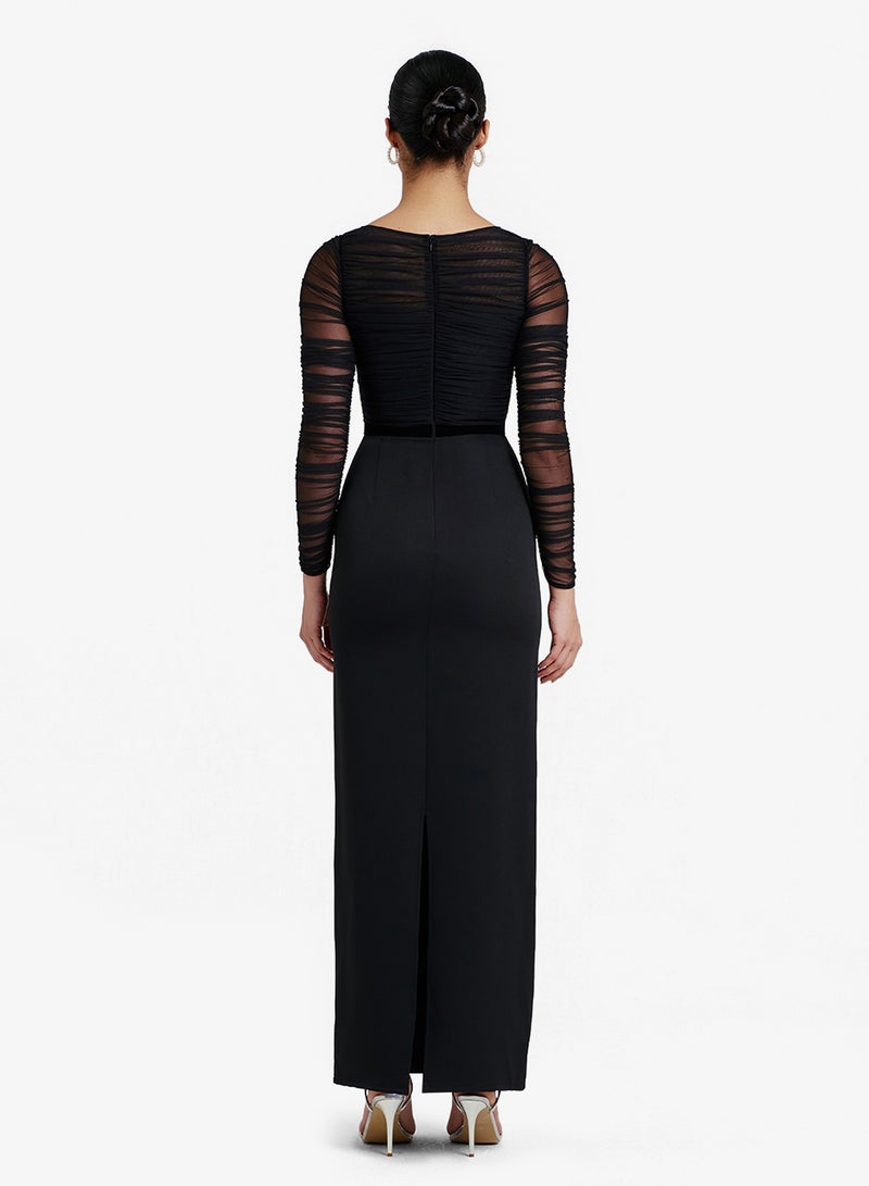 CHASE Striped Long Sleeves Round Neckline Maxi Dress - Image 2