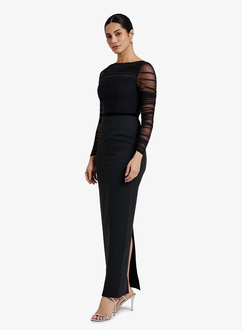 CHASE Striped Long Sleeves Round Neckline Maxi Dress - Image 4