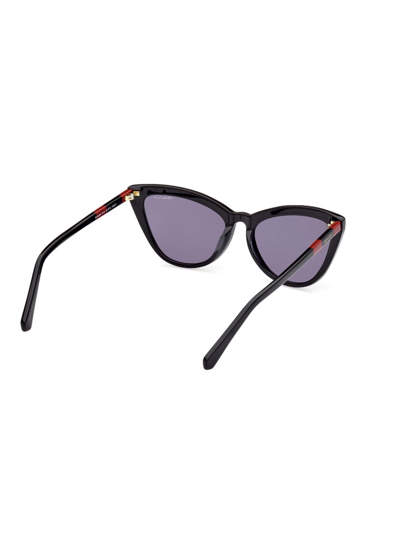 GANT - Women's UV Protection Cat Eye Shape Acetate Sunglasses GA809601A56 - Lens Size: 56 Mm - Shiny Black - Image 1