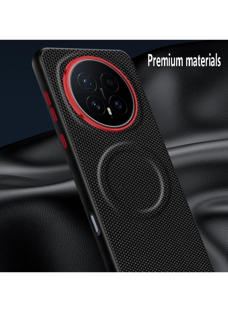 general Magnetic Case Compatible with Honor Magic 8 2025, Metal Camera Lens Protective Ring, Corner Compatible TPU Bumper Leather Fiber Back Cover Shell Shockproof - Image 5