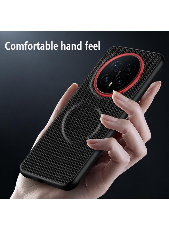 general Magnetic Case Compatible with Honor Magic 8 2025, Metal Camera Lens Protective Ring, Corner Compatible TPU Bumper Leather Fiber Back Cover Shell Shockproof - Image 4