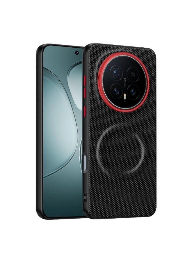 general Magnetic Case Compatible with Honor Magic 8 2025, Metal Camera Lens Protective Ring, Corner Compatible TPU Bumper Leather Fiber Back Cover Shell Shockproof - Image 1