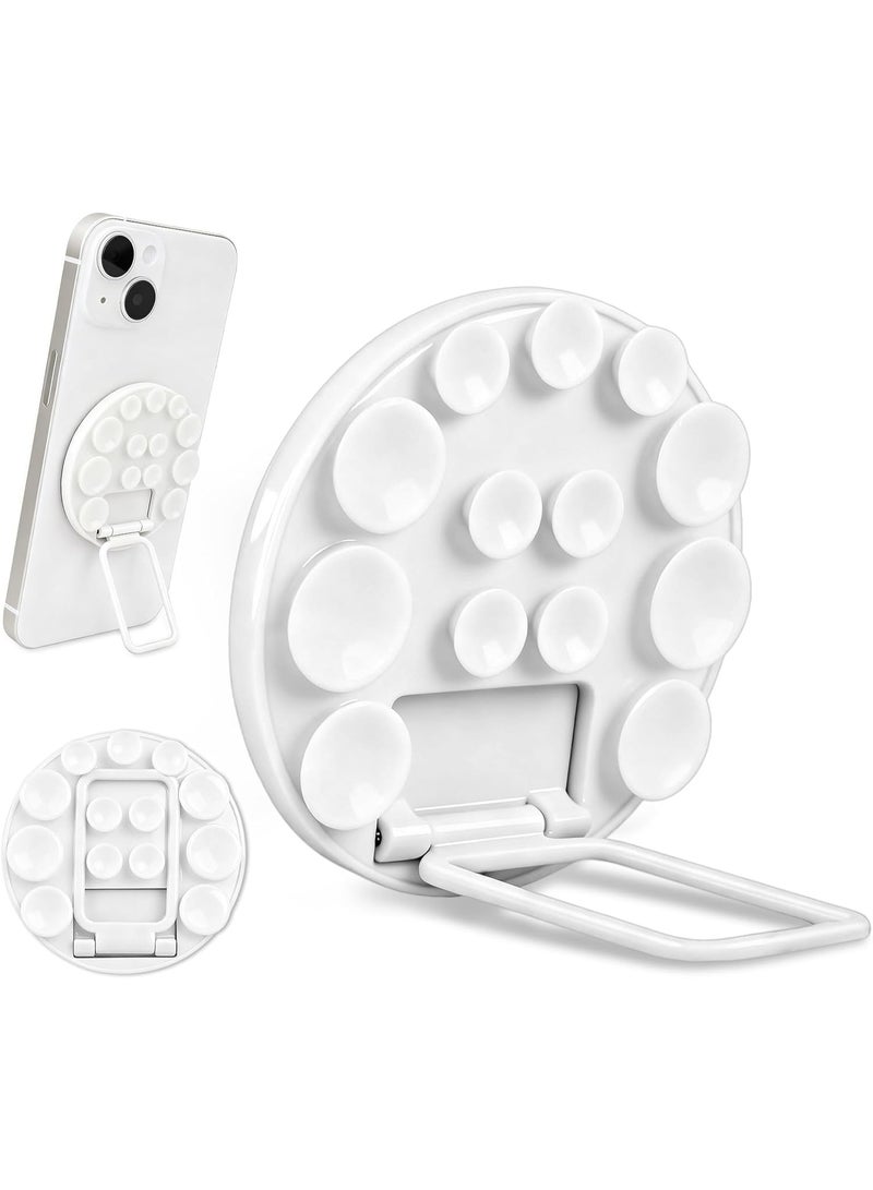 Suction Cup Phone Mount, Silicone Strong Suction Adhesive Phone Grip, Adjustable Angle Phone Holder and Hands-Free Phone Holder for Selfies, Videos and Makeup (White) - Image 1