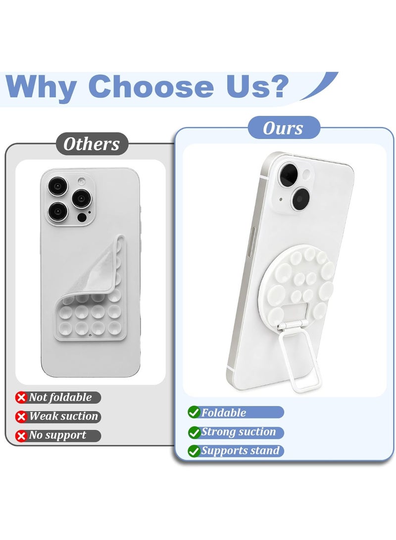 Suction Cup Phone Mount, Silicone Strong Suction Adhesive Phone Grip, Adjustable Angle Phone Holder and Hands-Free Phone Holder for Selfies, Videos and Makeup (White) - Image 5