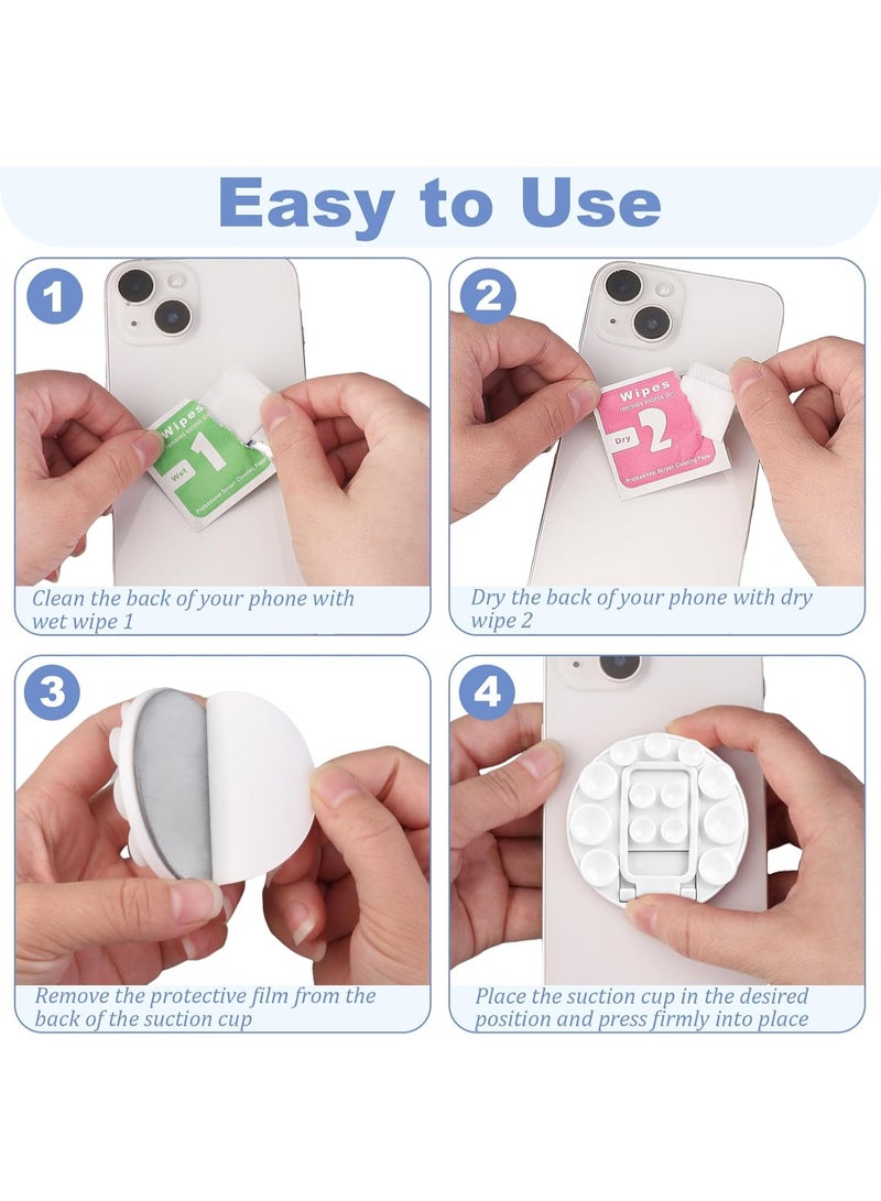 Suction Cup Phone Mount, Silicone Strong Suction Adhesive Phone Grip, Adjustable Angle Phone Holder and Hands-Free Phone Holder for Selfies, Videos and Makeup (White) - Image 4