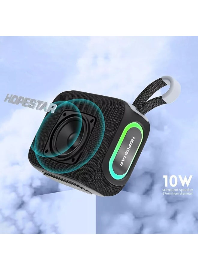 HOPESTAR H66 10W Mini Bluetooth Speaker, IPX7 Waterproof, RGB Lights, Portable Wireless Speaker with Bluetooth 5.3, 4–6H Battery, TWS Pairing, 360° Surround Sound, AUX & TF Card, Dustproof Outdoor Speaker for Travel, Beach, Parties and Home - Image 4