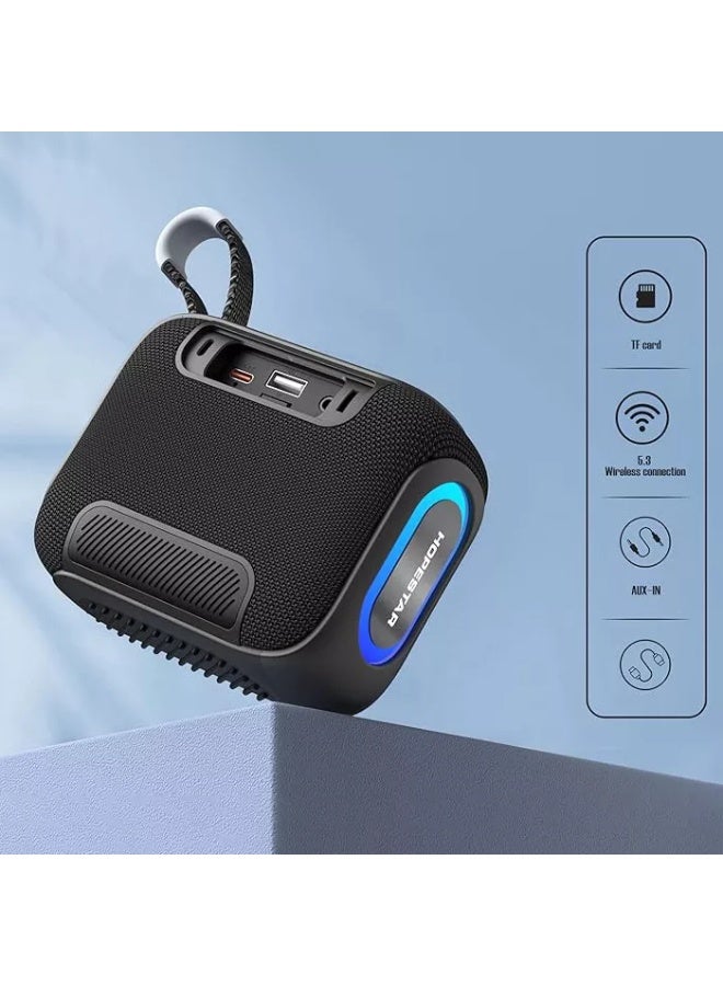 HOPESTAR H66 10W Mini Bluetooth Speaker, IPX7 Waterproof, RGB Lights, Portable Wireless Speaker with Bluetooth 5.3, 4–6H Battery, TWS Pairing, 360° Surround Sound, AUX & TF Card, Dustproof Outdoor Speaker for Travel, Beach, Parties and Home - Image 3