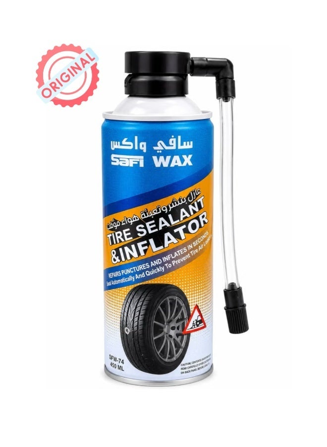 Safi Wax Tire Sealant & Inflator 450ml - Emergency Puncture Repair Spray for Car Motorcycle Bicycle - Image 1