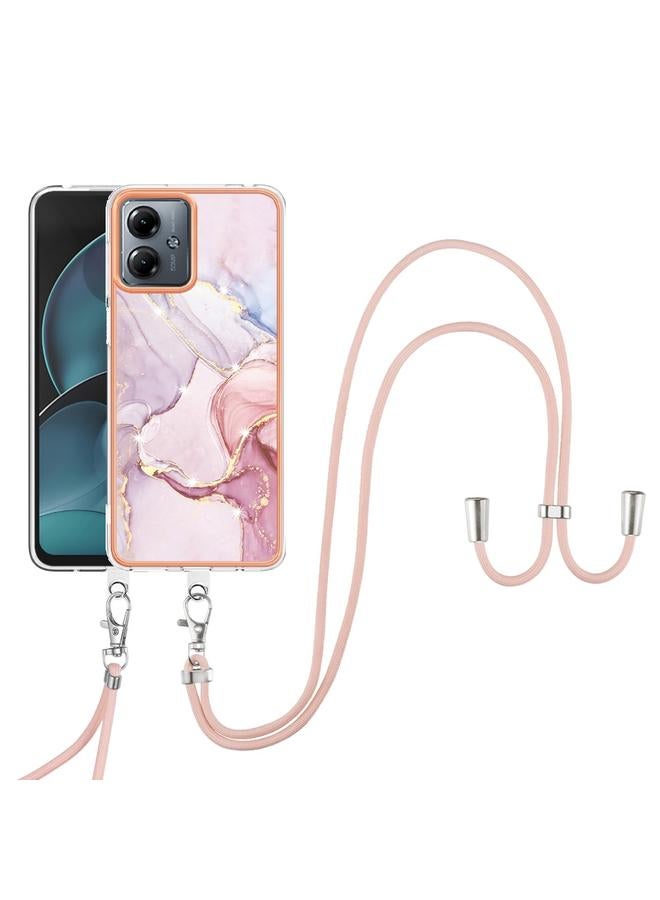 اس-توب جراب لهاتف Motorola Moto G14، جراب هاتف IMD مزدوج الجوانب مطلي بالرخام مع حبل تعليق - Image 2