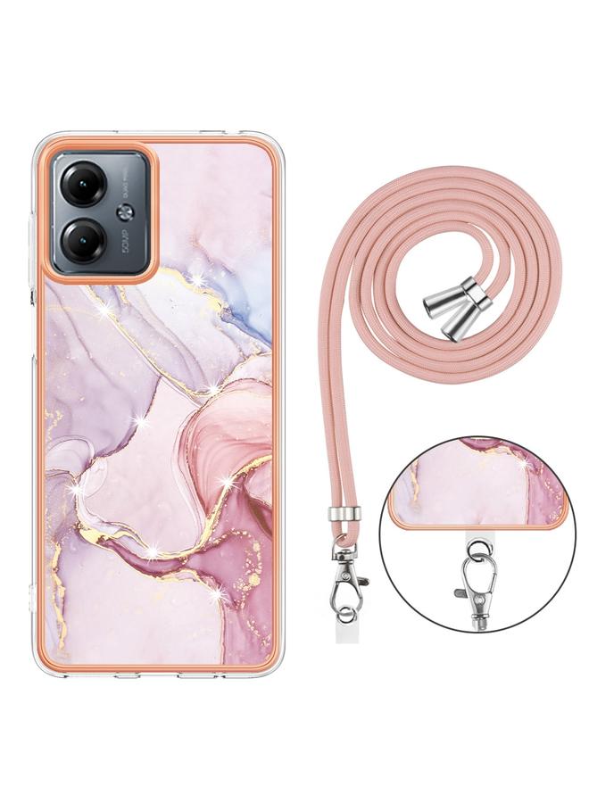 اس-توب جراب لهاتف Motorola Moto G14، جراب هاتف IMD مزدوج الجوانب مطلي بالرخام مع حبل تعليق - Image 4