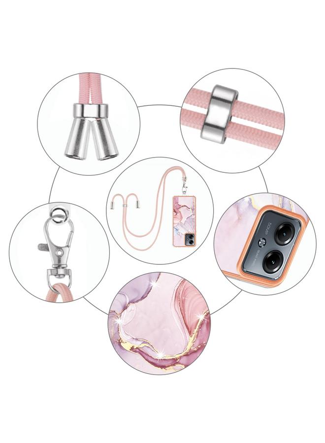 اس-توب جراب لهاتف Motorola Moto G14، جراب هاتف IMD مزدوج الجوانب مطلي بالرخام مع حبل تعليق - Image 5