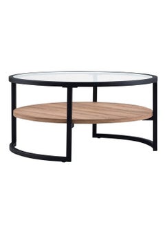 AGD Modern Glass Coffee Table 2 Layers Round Side Table Glass Top for Living Room Office Hotel Hall 70*45 cm  - Image 3
