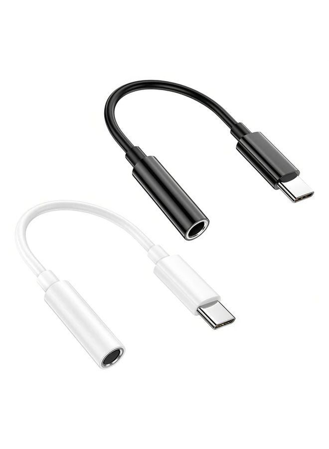 محول من USB C إلى مقسم سماعة الرأس 3.5 مم كابل صوتي مساعد DAC لأبل آيفون سامسونج نوع C أبيض - Image 2
