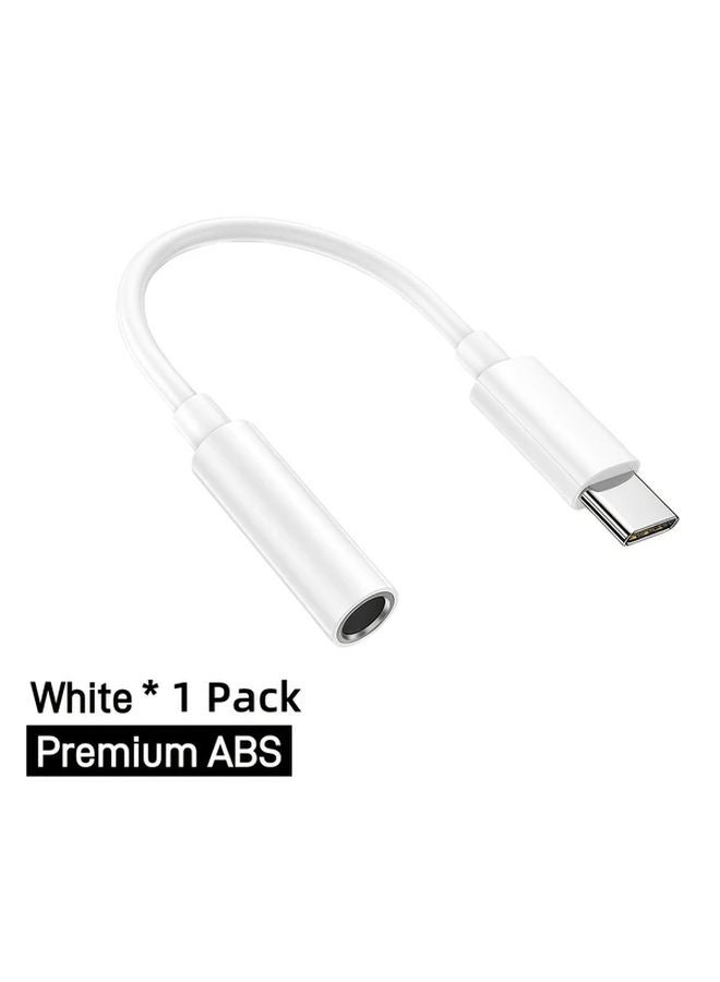 محول من USB C إلى مقسم سماعة الرأس 3.5 مم كابل صوتي مساعد DAC لأبل آيفون سامسونج نوع C أبيض - Image 1