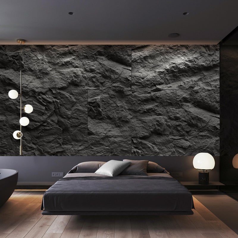 KASARO 3D Faux Stone Wall Panels, 4 PCS PU Wainscoting Panel for Interior Wall Decor, Cement Texture Thicker Accent for Home, Office, 43.3 Ã— 23.6 inch, Black - Image 4