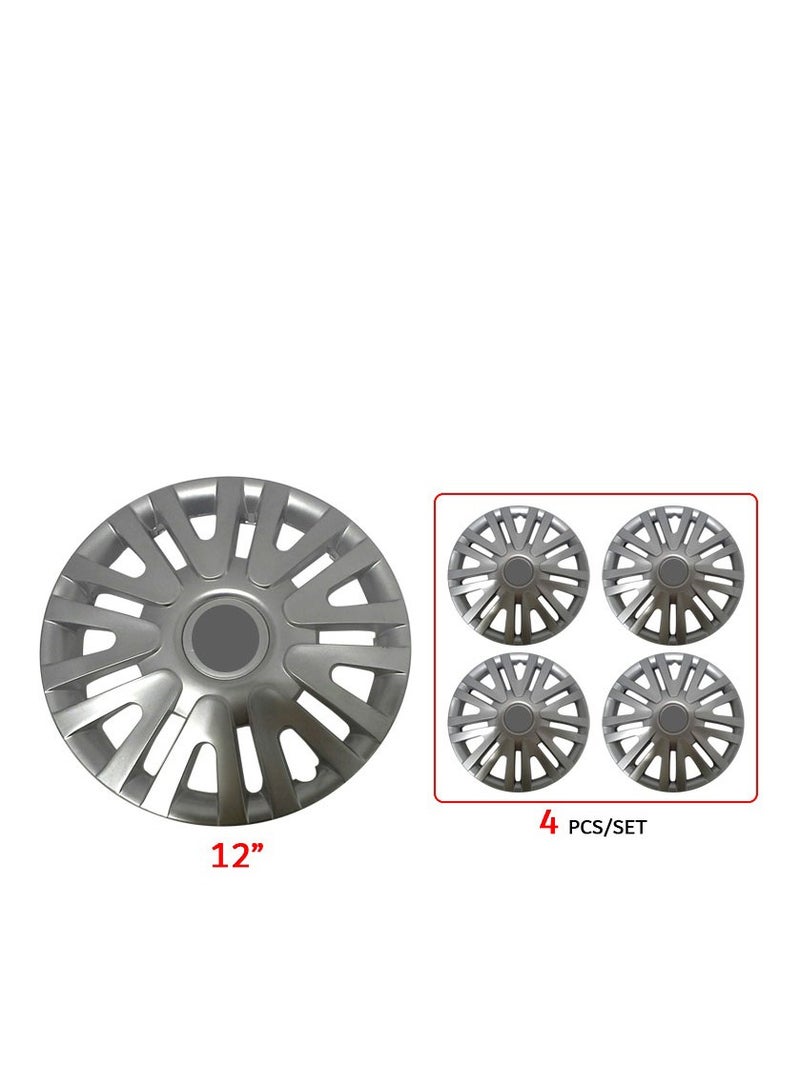 Universal Car Speed Max Wheel Cap Cover/ Hubcap Silver 12" - Set Of 4