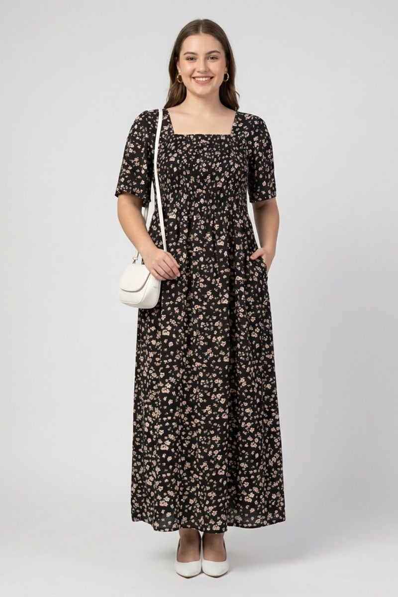 Willow & Whistle Women Floral Print Midi Dress, Multicolor - Image 1