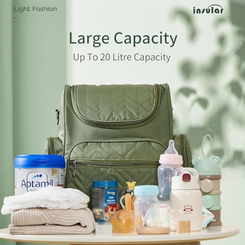 insular Diaper Bag Backpack MultiFunction Travel Back Pack Waterproof Changing Bag for Mom Girls Large Capacity Baby Bag with Stroller Straps and Changing Pad Pink - Image 3