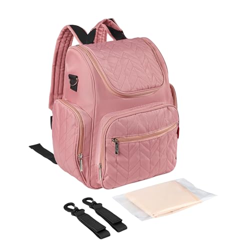 insular Diaper Bag Backpack MultiFunction Travel Back Pack Waterproof Changing Bag for Mom Girls Large Capacity Baby Bag with Stroller Straps and Changing Pad Pink - Image 1