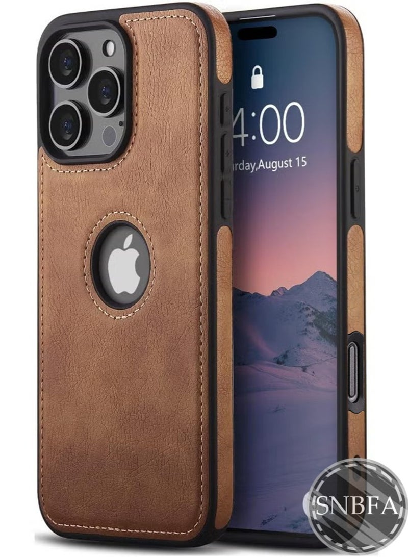SNBFA iPhone 16 Pro Case, Vegan Leather Protective Case for iPhone 16 Pro 6.3", Luxury, Elegant and Beautiful Design Cover, Non-Slip Vintage Looking Perfect Stitching Leather Case (Brown) - Image 1