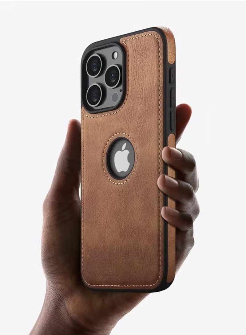 SNBFA iPhone 16 Pro Case, Vegan Leather Protective Case for iPhone 16 Pro 6.3", Luxury, Elegant and Beautiful Design Cover, Non-Slip Vintage Looking Perfect Stitching Leather Case (Brown) - Image 2