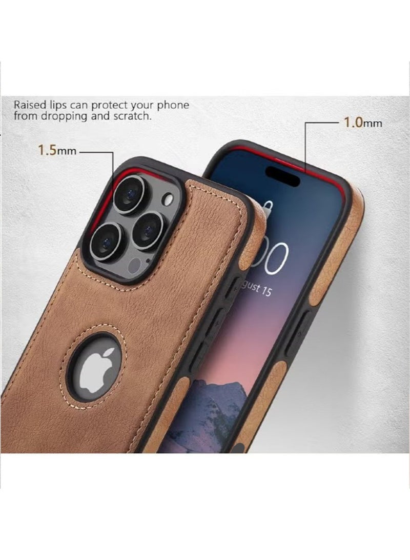 SNBFA iPhone 16 Pro Case, Vegan Leather Protective Case for iPhone 16 Pro 6.3", Luxury, Elegant and Beautiful Design Cover, Non-Slip Vintage Looking Perfect Stitching Leather Case (Brown) - Image 4