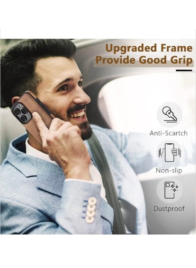 SNBFA iPhone 16 Pro Case, Vegan Leather Protective Case for iPhone 16 Pro 6.3", Luxury, Elegant and Beautiful Design Cover, Non-Slip Vintage Looking Perfect Stitching Leather Case (Brown) - Image 5