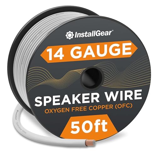 InstallGear سلك مكبر صوت بحري ثقيل من InstallGear عيار 14 مطلي بالقصدير، 50 قدم | كابل مكبر صوت أبيض | سلك مكبر صوت عيار 14 | سلك بحري عيار 14 للاستخدام الخارجي، والسيارات، والبحرية - Image 1
