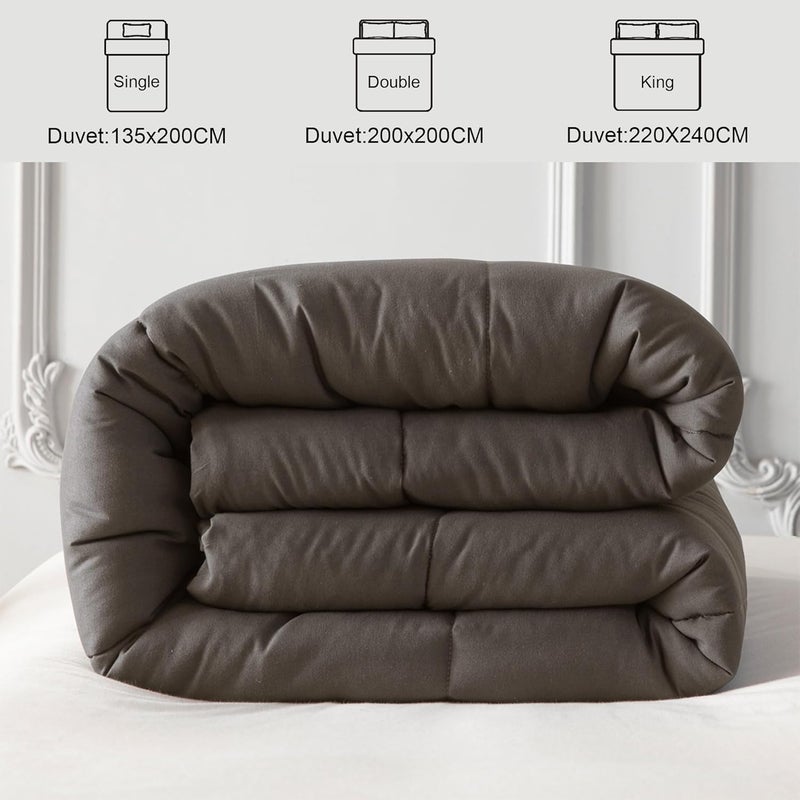 Reversible Duvet Double Size for All Seasons, 7.5 Tog Down Alternative Box Sitiched Duvets, Lightweight and Machine Washable Comforter, 200x200 cm, Grey - Image 5