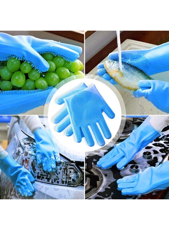 جوانتي سيليكون متعدد الاستخدامات لغسيل المواعين وتنظيف الخضار – بفرش مدمجة لإزالة الدهون بسهولة، مقاوم للحرارة، تصميم مانع للانزلاق، قابل لإعادة الاستخدام ويوفر تنظيف أسرع بدون إسفنج (أزرق) - Image 1