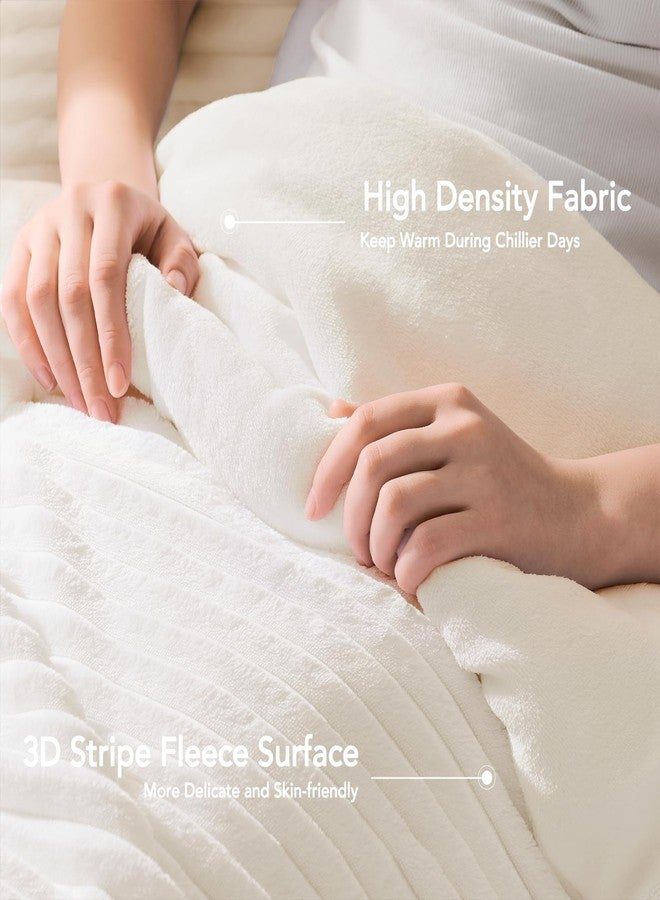 Quataly Fluffy Queen Comforter Set 3 Pieces - Soft & Fuzzy Cream White Faux Fur Comforters Queen Size for Winter Fleece Bedding Set,1 Luxury Down Alternative Comforter with 2 Pillow Shams - Image 4