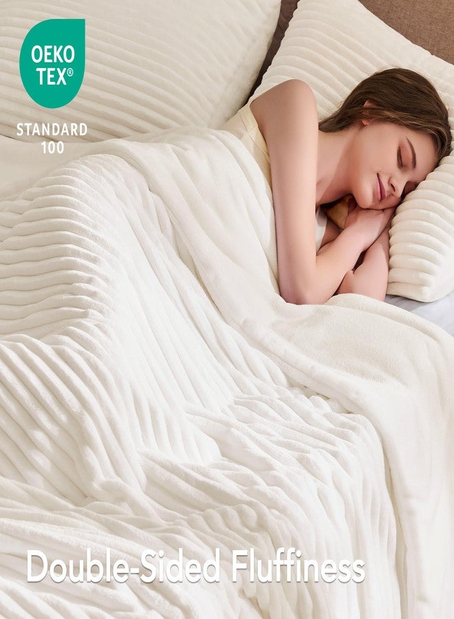 Quataly Fluffy Queen Comforter Set 3 Pieces - Soft & Fuzzy Cream White Faux Fur Comforters Queen Size for Winter Fleece Bedding Set,1 Luxury Down Alternative Comforter with 2 Pillow Shams - Image 2