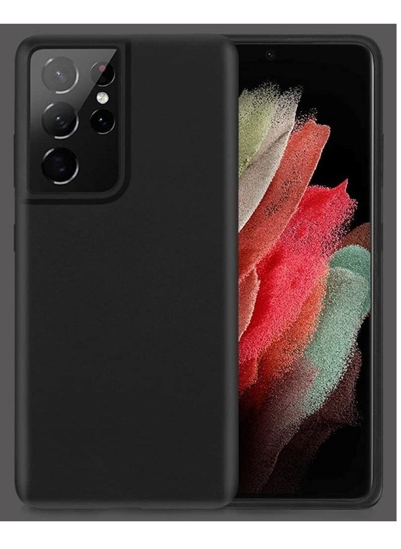 غطاء حماية سيليكون مصمم لهاتف سامسونج جالاكسي S21 ألترا بلمسة نهائية مطفية من مطاط سائل ناعم - Image 3