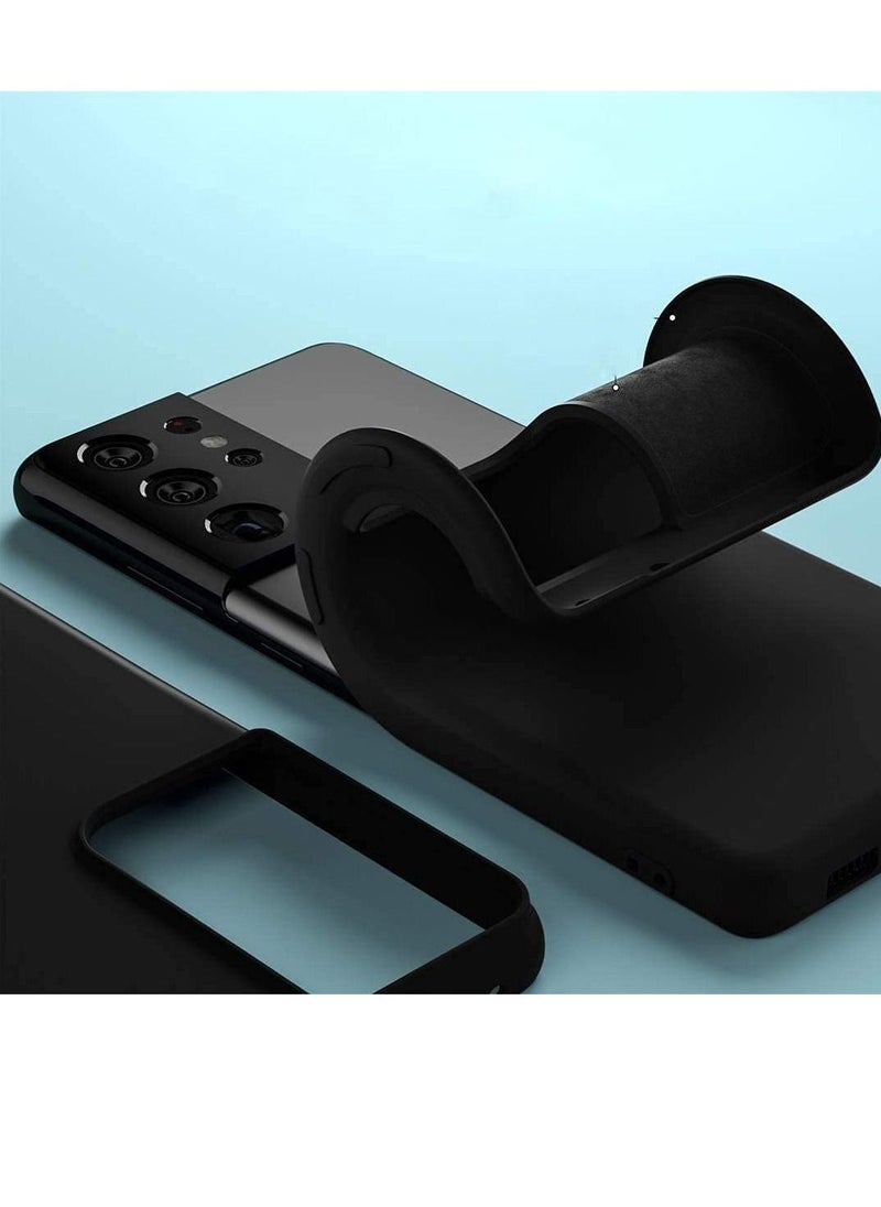 غطاء حماية سيليكون مصمم لهاتف سامسونج جالاكسي S21 ألترا بلمسة نهائية مطفية من مطاط سائل ناعم - Image 2