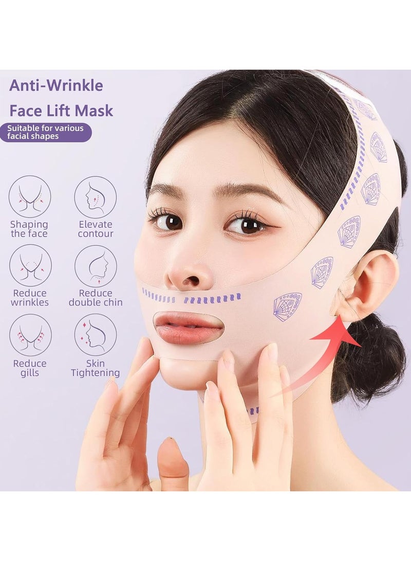 Goolsky 1pc Face Lifting Strap, Double Chin Reducer, Chin Up Mask Face Lifting Belt, V Face Lifting Beauty Strap Lifts Sagging For Women, Elastic And Breathable  - Image 2