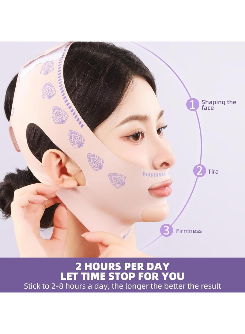 Goolsky 1pc Face Lifting Strap, Double Chin Reducer, Chin Up Mask Face Lifting Belt, V Face Lifting Beauty Strap Lifts Sagging For Women, Elastic And Breathable  - Image 3