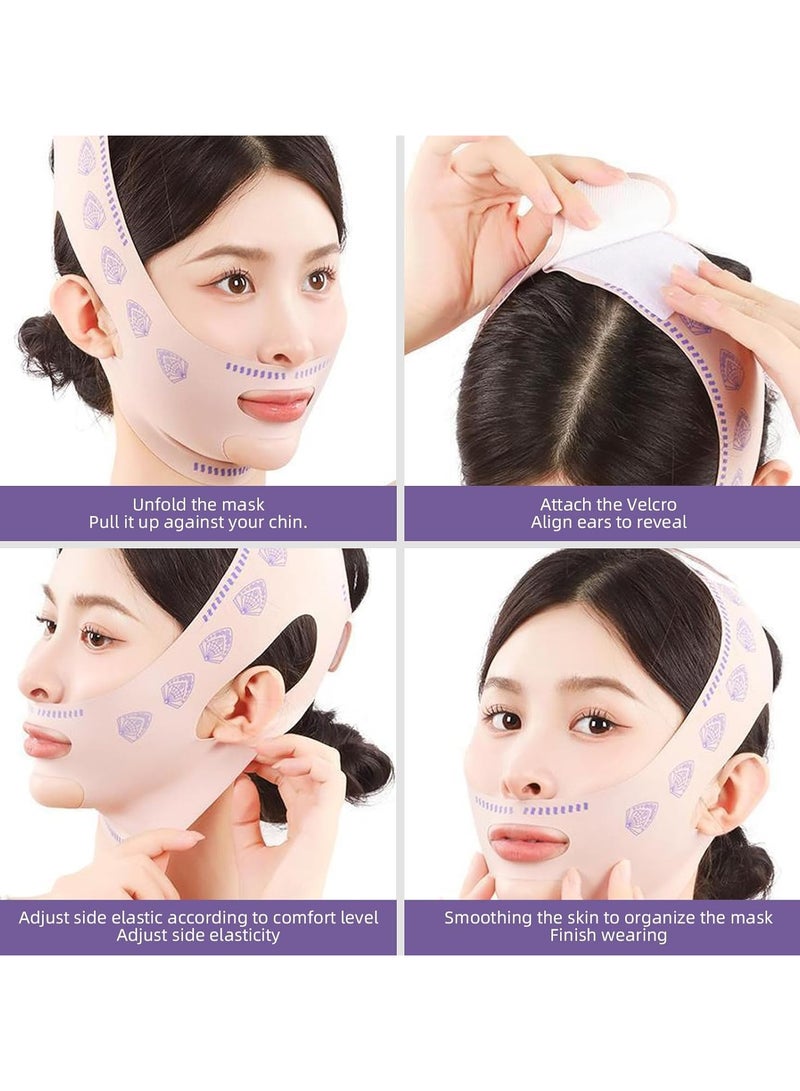 Goolsky 1pc Face Lifting Strap, Double Chin Reducer, Chin Up Mask Face Lifting Belt, V Face Lifting Beauty Strap Lifts Sagging For Women, Elastic And Breathable  - Image 4