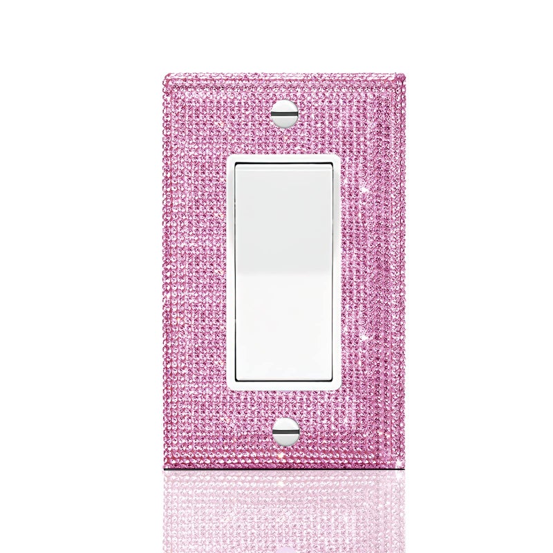 Gaocai Silver Shiny Pink Rhinestones Wall Plates Light Switch Cover Plate Decorative Wall Plate Rhinestone Bling Light Switch Cover 1 Gang