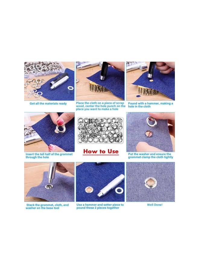 PROMASS promass 120 Sets Grommet Tool Kit 1/2 Inch, Grommet Eyelets Kit with Setting Tools and Storage Box, Suitable for Leather, Belt, Shoes, Crafts, Fabric, Tarps, Curtains  - Image 4