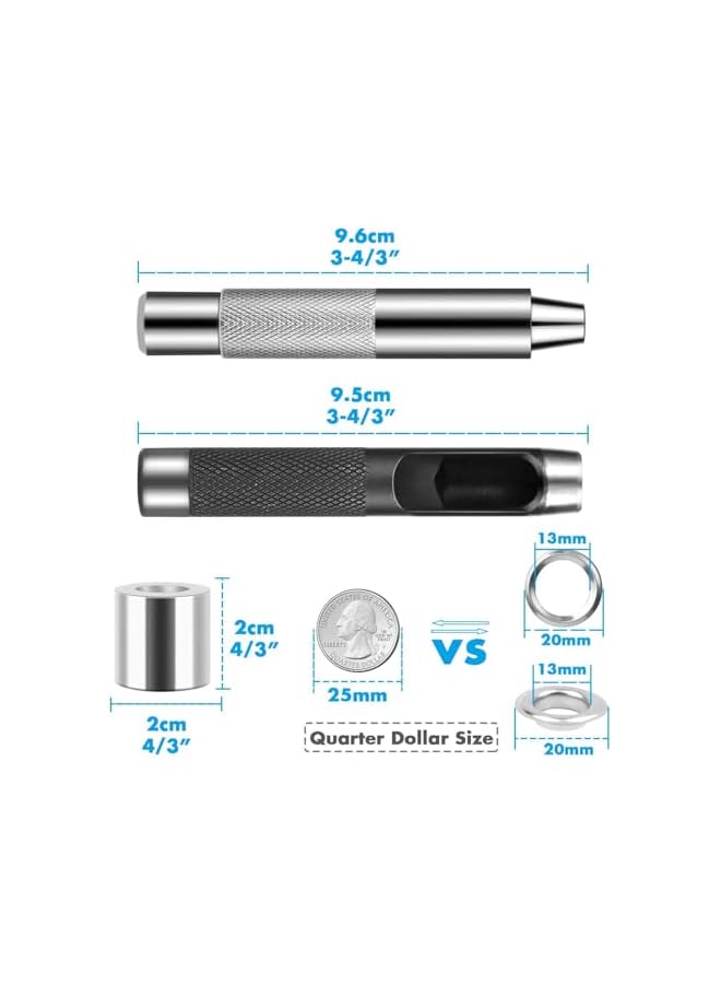 PROMASS promass 120 Sets Grommet Tool Kit 1/2 Inch, Grommet Eyelets Kit with Setting Tools and Storage Box, Suitable for Leather, Belt, Shoes, Crafts, Fabric, Tarps, Curtains  - Image 3