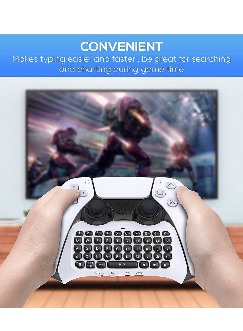 Controller Keyboard for PS5, Mini Rechargeable Gamepad QWERTY Keypad Wireless Bluetooth Chatpad with 47 Silicone Keys, Voice Chat Speakers, 3.5mm Headphone Audio Jack - Image 5