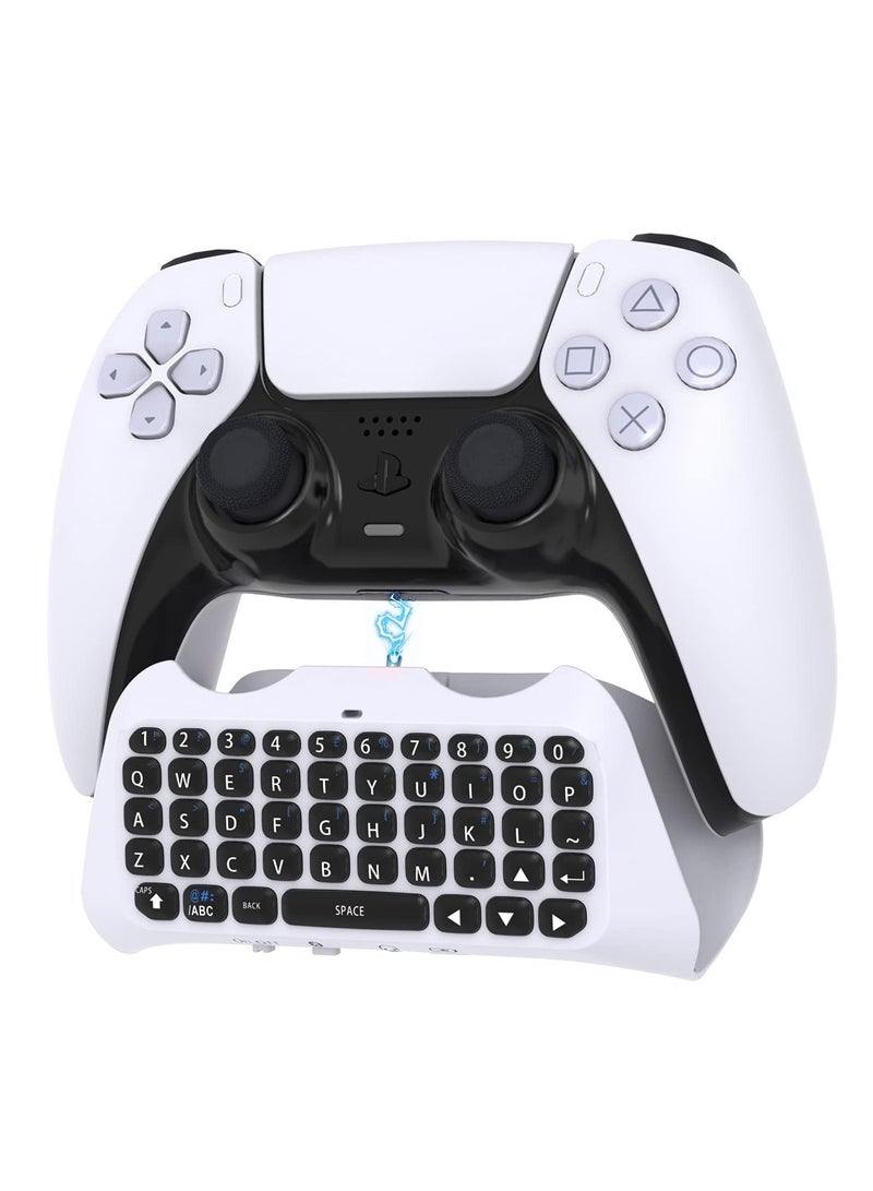 Controller Keyboard for PS5, Mini Rechargeable Gamepad QWERTY Keypad Wireless Bluetooth Chatpad with 47 Silicone Keys, Voice Chat Speakers, 3.5mm Headphone Audio Jack - Image 1