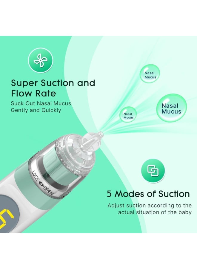 GQ Electric Nasal Aspirator for Baby – Waterproof Nose Cleaner with 3 Silicone Tips, 5 Suction Modes, Soothing Music & Light Function - Image 5