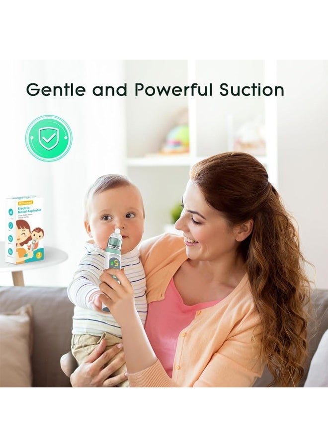 GQ Electric Nasal Aspirator for Baby – Waterproof Nose Cleaner with 3 Silicone Tips, 5 Suction Modes, Soothing Music & Light Function - Image 2