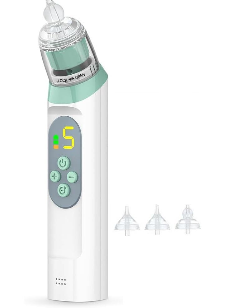 GQ Electric Nasal Aspirator for Baby – Waterproof Nose Cleaner with 3 Silicone Tips, 5 Suction Modes, Soothing Music & Light Function - Image 1