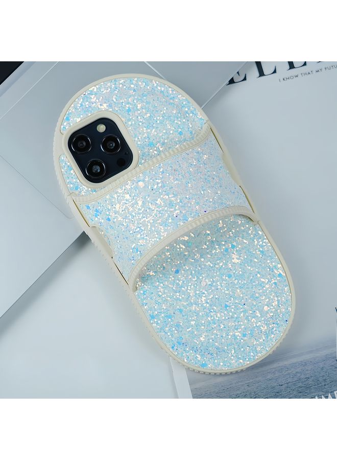 HuHa Case Cover For iPhone 13 Pro Max Creative Glitter Slipper Design TPU Shockproof Phone Case white